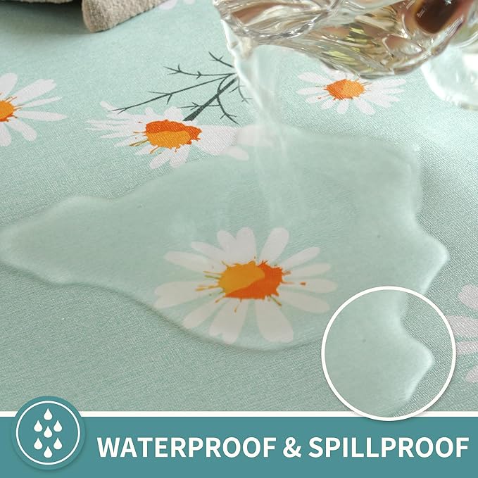 Rectangle Table Cloth,100% Waterproof Tablecloth OilProof SpillProof Vinyl Table Cloth, Wipe Clean Plastic Table Cover for Dining, Camping, Indoor and Outdoor 54" x 120",Mum Bloom