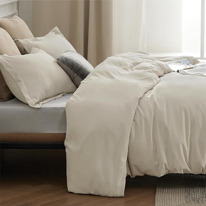 Bedsure Duvet Cover California King Size - Soft Double Brushed Bedding Set for Kids & Adults, Zipper Closure, 3 Pieces, Includes 1 Duvet Cover (104"x98") & 2 Pillow Shams, NO Comforter, Linen