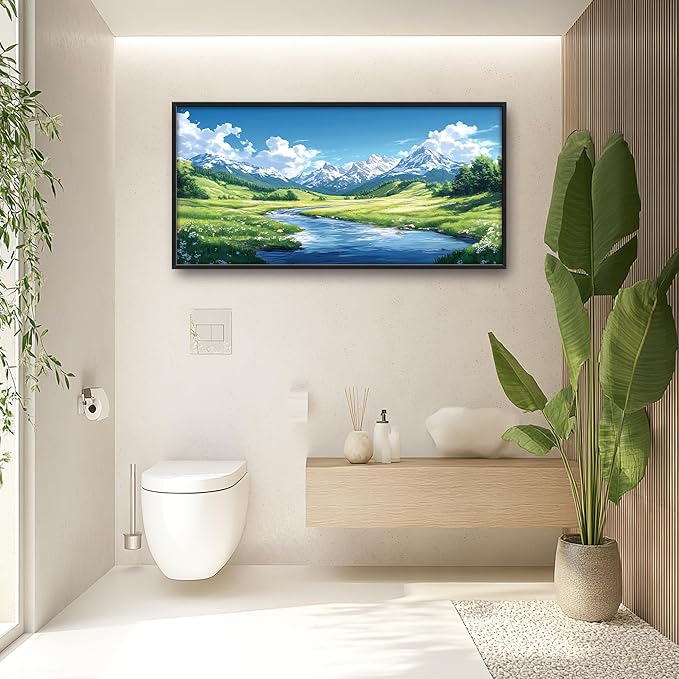 Mountain River Large Wall Art Framed Nature Scenery Wall Decor for Living Room Mountain Landscape Pictures Oversized Canvas Print Painting Modern Extra Large Framed Artwork for Bedroom Office 60"x30"
