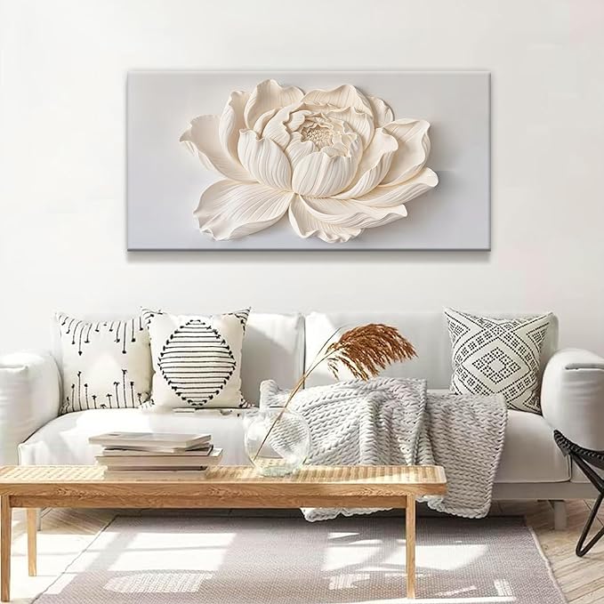 TAIJXAGSG Canvas Wall Art Decor Painting White Flower Plants Wall Decor Botanical Modern Wall Art Print Paintings Decorations Artwork Pictures For Bedroom Living Room Home Office Artwork 20"×40"