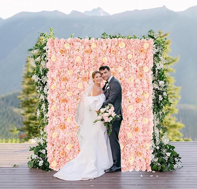 YOUMEHOME Flower Wall Backdrop Artificial Flowers - 5ftx3.74ft Flower Wall Floral Wall Panels for Wedding Backdrop - Home Party - Baby Shower Decoration