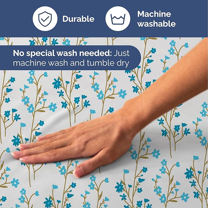 Floral Sheets - Blue Floral Bed Sheet Set - 1 Flat, 1 Fitted & 2 Pillowcases w/ Deep Pockets - Comfy, Wrinkle & Fade Free - Boho Botanical Bedding - Ultra-Soft, Breathable & Cooling - Full Size Set