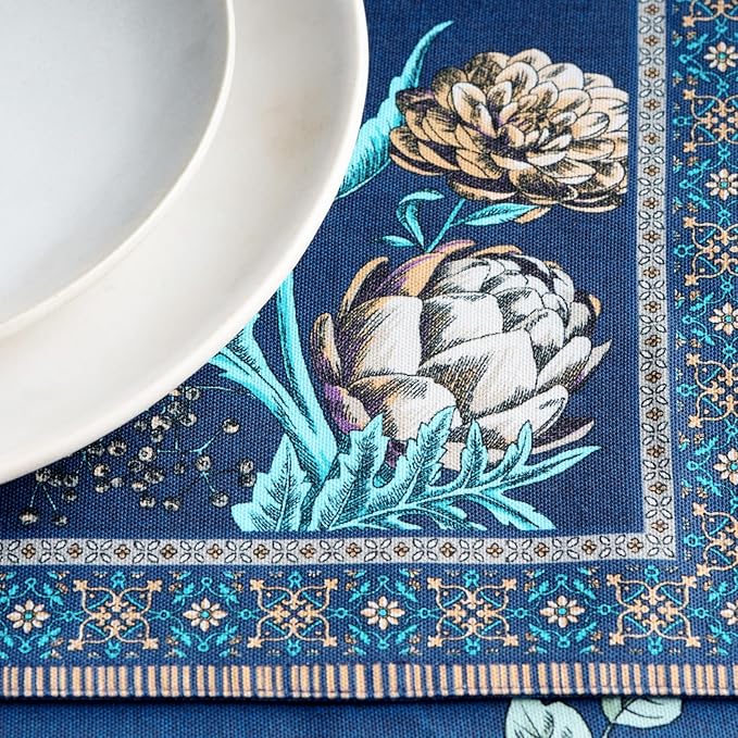 Maison d' Hermine Table Runners 100% Combed Cotton Premium 14.50 Inch x 108 Inch Tablerunner, Decorative Table Runner, Dining, Buffet Parties & Camping, Artichoke (Double Layer)