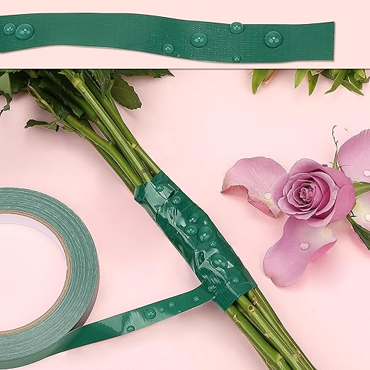 Green Floral Tape 2 Pack 1/2" Flower Stem Wrap Adhesive Tape for Bouquet Stem Wrapping Wedding Bouquet Tape for Binding Flowers and Floral Crafts (2PCS, 1/2”x98FT/Roll)