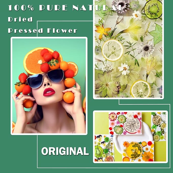 75Pcs Pressed Dried Flowers Fruits for Resin Molds, Real Natural Bulk Assorted Dry Floral Leave for DIY Art Crafts, Epoxy Jewelry, Candle, Soap Making, Nails Decors Gifts
