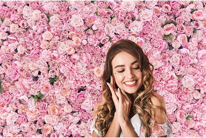 Roses Flowers Backdrop Valentine's Day Pink Rose Photography Background Floral Red Rose Backdrop for Birthday Wedding Baby Shower Anniversary for Various Floral Roses Backdrops Adults Props 8x6ft