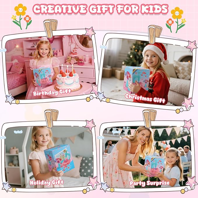 DIY Flower Bouquets Toys for Girls, Arts & Crafts Birthday Gift for Kids Ages 4-9, Handmade Creative Flower Market Kit for 4-6-8+Year Old Girl, Educational Activity Preschool Family Day Creative Gifts