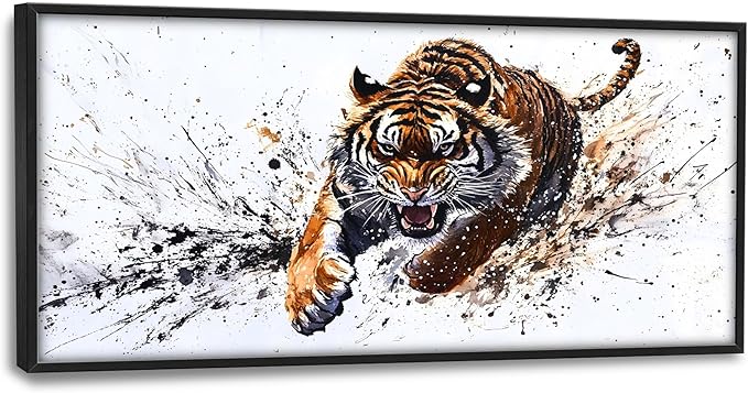 Tiger Large Decor Wall Art Framed Pictures for Living Room, Animal Oversized Canvas Print Painting Modern Extra Large Framed Artwork for Bedroom Office Home Decor 60"x30"