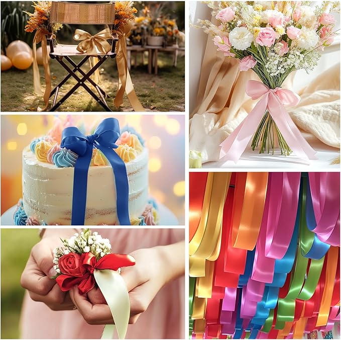 Blue Ribbon 1-1/2 inch Royal Blue Satin Fabric Ribbon 50 Yards for Craft Wrapping Flower Bouquet Hair Bow Making Wedding Invitations Party Decoration