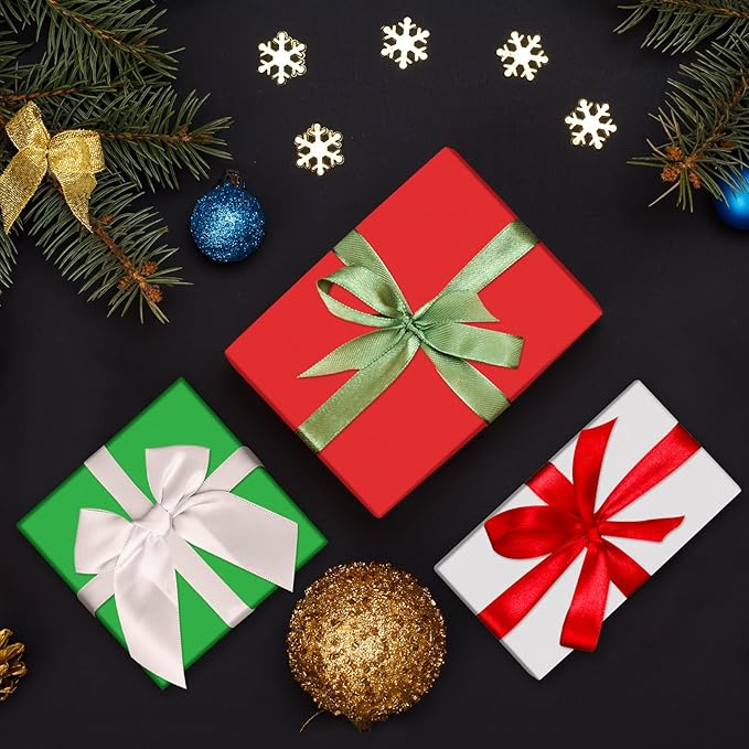 NEBURORA 100 Sheets Christmas Tissue Paper Red Green White Tissue Paper Christmas Gift Wrapping Tissue Paper for Holiday Gift Crafts Bags and Party Decorations