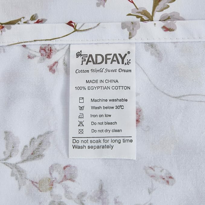 FADFAY Sheets Set Full Rustic Pink Floral Botanical Bedding Set Luxury 100% Egyptian Cotton Bed Sheet Set Soft Breathable for All Season Bedoom Decor with 17.7 Deep Pocket Fitted Sheet, Full Size