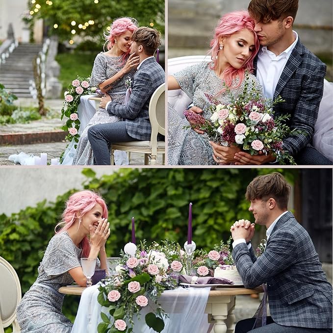 Artificial Flowers Blush Roses 100PCS Real Looking Foam Fake Roses with Leaves and for DIY Wedding Bouquets Bridal Shower Centerpieces Party Decorations (Light Pink, 100)
