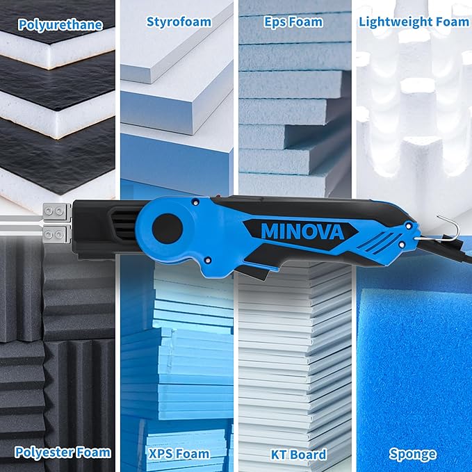 250W AC Rotatable Electric Hot Knife, 6 Blades Foam Cutter Cutting Tool Kit, Full-body Air Cooling System Foam Cutter for EPP, EPS, XPS, EVA, EPE, PU, KT Board, Sponge (Complete Series)