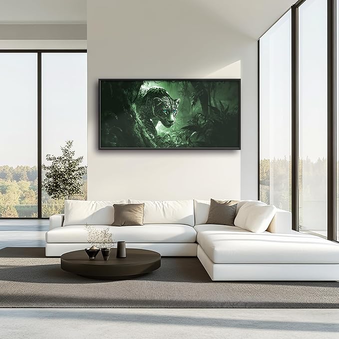 Forest Leopard Large Decor Framed Wall Art Animal Pictures for Living Room, Oversized Canvas Print Painting Modern Extra Large Framed Artwork for Bedroom Office Home Decor 60"x30"