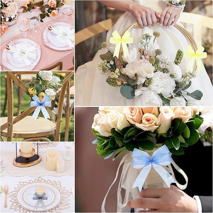 3/4 Inch x 50 Yards Sheer Organza Ribbon Chiffon Ribbon for Gift Wedding Flower Bouquet Wrapping Decorations Crafts (Gray)