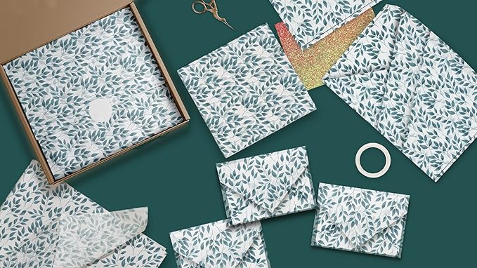 Teardrop Leaves Printed Tissue Paper for Gift Bags or Boxes and Wrapping - Bulk Decorative Art Tissue Paper for Packaging and Gifting | 24 Sheets 20" x 30"