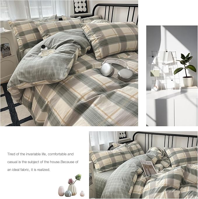LifeTB Twin XL Comforter Set Geometric Checkered Plaid Bedding Comforter for All Seasons Boho Farmhouse Checkered Pattern Comforter Set Soft Lightweight Bedding Set for Men Boys Twin XL Size