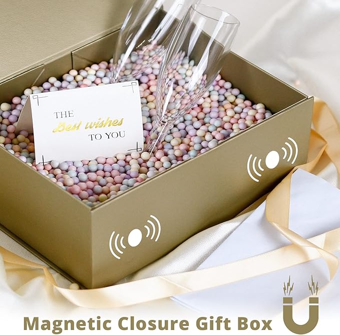 Luxury Large Gift Box 13.8"x9"x4.3" Storage Box Ribbon Magnetic Closure for Luxury Packaging Box for Mother's Day, Birthdays, Bridal Gifts,Weddings