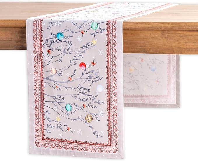 Maison d' Hermine Table Runner 100% Cotton Single Layer Table Runners 72 inches Long for Thanksgiving Christmas Decorations Home Kitchen Dining Party Wedding (Fairy Christmas, 14.5" x 72")
