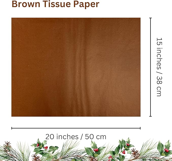 Ocean Tides 300 Sheets (14 x 20 Inches) Christmas Wrapping Paper – Gift Wrapping Tissue Paper Bulk for Crafts, Birthdays, & Holidays – Colored Tissue Papers for Gift Bags & Decorations, Brown