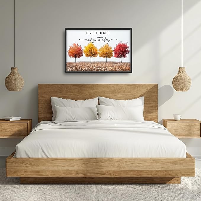 Framed Large Pictures Wall Art for Living Room, Trees Oversized Wall Decor Give It To God And Go To Sleep Canvas Print Painting Modern Extra Large Framed Artwork for Bedroom Office 36"x24"