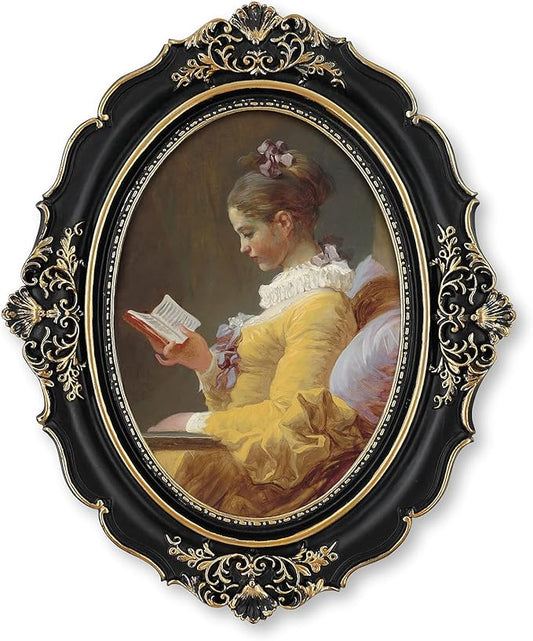SIMON'S SHOP 5x7 Picture Frame Black for Wedding Family Photo, Oval Picture Frames 5x7 for Wall and Tabletop, Vintage Decor