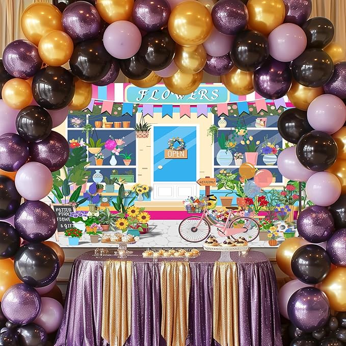HANYING 9x6ft Cartoon Spring Flowers Backdrops for Photoshoot Floral Pot Plants Gardening Bicycle Photo Background Gifts Florists Girl Birthday Baby Shower Party Decor Banner Photo Booth HY030DX