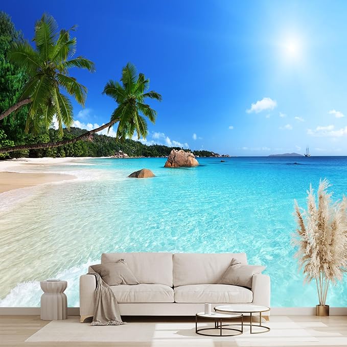 Beach Wall murals Peel and Stick Wallpaper for Bedroom Living Room - 85"x118"