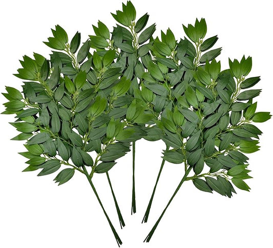 36Pcs Italian Ruscus Greenery Stems Artificial Silk Greenery Leaves for DIY Wedding Arch Bouquet Filler Table Centerpieces Home Indoor Decor
