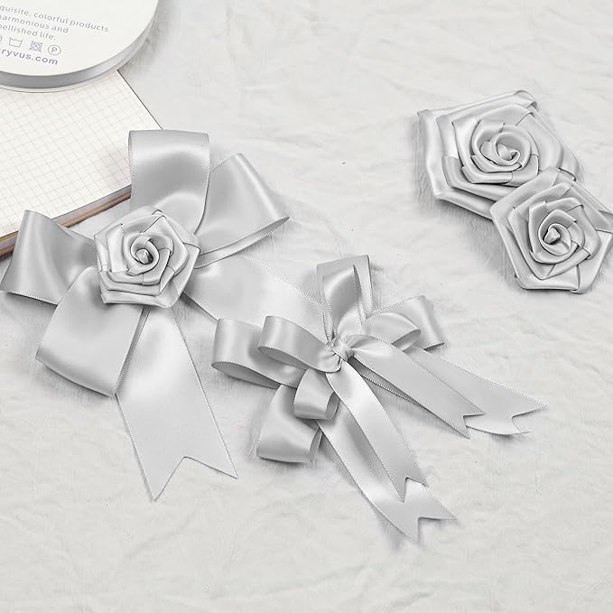 Premium Double Faced Satin Ribbon, 1-1/2 Inch X 25 Yards, Silver, Perfect for Gift Wrapping, Crafts, Wedding Decor