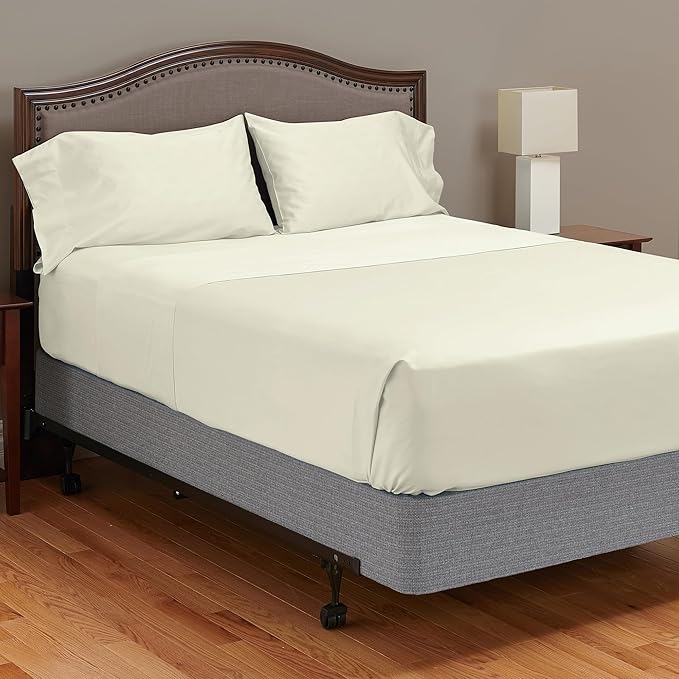 MyPillow Giza Dreams Bed Sheets, 100% Certified Giza Egyptian Cotton, Deep Pocket, Sateen Weave [Twin, Ivory]