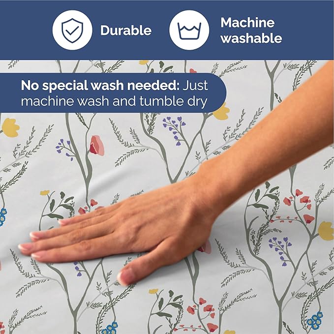 Floral Sheets - Boho Queen Bed Sheet Set - 1 Flat, 1 Fitted & 2 Pillowcases w/ Deep Pockets - Comfy, Wrinkle & Fade Free - Boho Botanical Bedding - Ultra-Soft, Breathable & Cooling - Queen Size Set