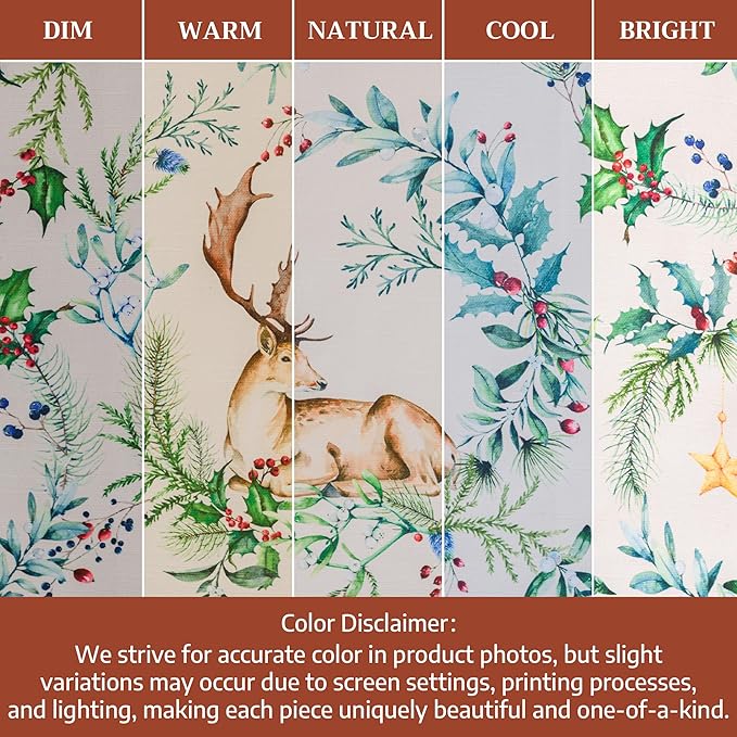 Maison d' Hermine Table Runner 100% Cotton Single Layer Table Runners 72 inches Long for Thanksgiving Christmas Decorations Home Kitchen Dining Party Wedding (Holly Time, 14.5" x 72")