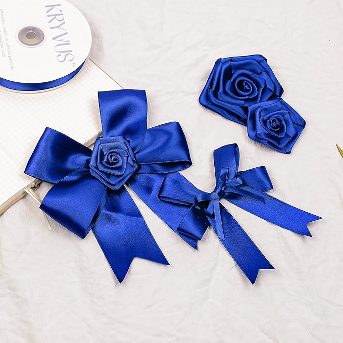 Royal Blue Satin Ribbon, Double Faced 1-1/2 Inch X 25 Yards Royal Blue Ribbon, Premium Satin Ribbon for Gift Wrapping, Crafts, Hair Bow Making, Sewing, Flower Bouquet, Wedding Party Decor