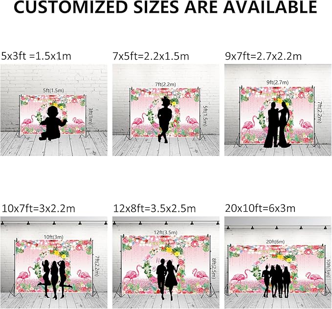 Renaiss 9x7ft Happy Birthday Backdrop Pink Flamingo Tropical Leaves Flower Hoop Winkle Hawaiian Photography Background Luau Aloha Party Decor Girls Birthday Photo Props Dessert Gift Table Banner