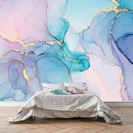 WFBHUA-Marble Wallpaper Peel and Stick Pink Purple Green Self Adhesive Abstract Art Wall Mural for Girl's Room Bedroom 157“x108