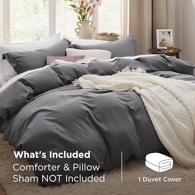 Bedsure Dark Grey Duvet Cover King Size Only - Prewashed Extra Soft All Season Bedding, Includes 1 Duvet Cover 104x90 Inches with Zipper Closure, Comforter Not Included
