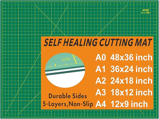 ArtAt Self Healing Cutting Mat: 48″x 36″ Green Double Sided PVC Non-Slip 5 Layers Craft Mat for Maximum Healing - Great for Sewing & Quilting & Scrapbooking and Craft & Art Projects…