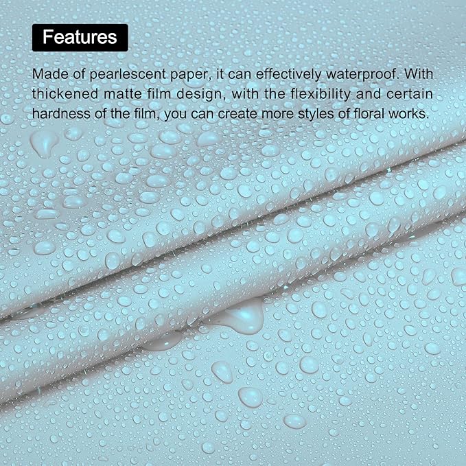 MECCANIXITY 10 Pcs Flower Wrapping Paper 22.8x22.8 Inch Waterproof Florists Wrapping Paper for Florist Bouquet Supplies, DIY Crafts, Gift/Gift Box Packaging Blue