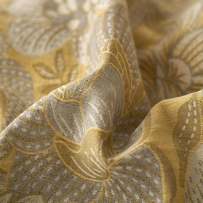 mixinni Duvet Cover Queen, Premium Cotton Double-Layer Yarn Golden Floral Jacquard Reversible Grey Comforter Cover with Edge Design, Farmhouse Bedding Set with 2 Pillowcases Perfect for Him and Her