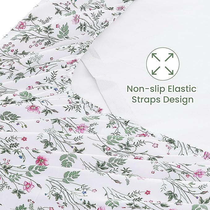 Softan Vintage Floral Twin Bed Sheets, Cozy Microfiber Flower Printed Sheets with 15" Deep Pocket Fitted Sheet & Non-Slip Straps, Patterned Botanical Wildflower Sheets & Pillowcase Set