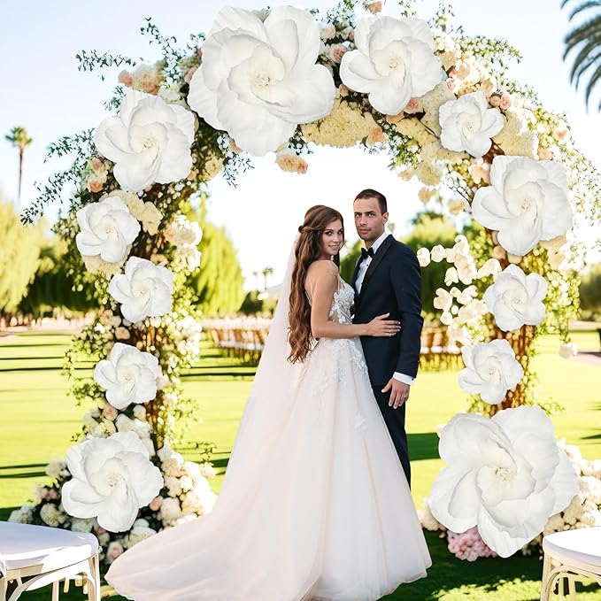 Giant Paper Flowers Artificial Large Paper Flower Decoration for Handcrafted Wall Backdrop Christmas Mexican Wedding Graduation Bridal Shower Birthday Party Supplies(White,24 Pcs)