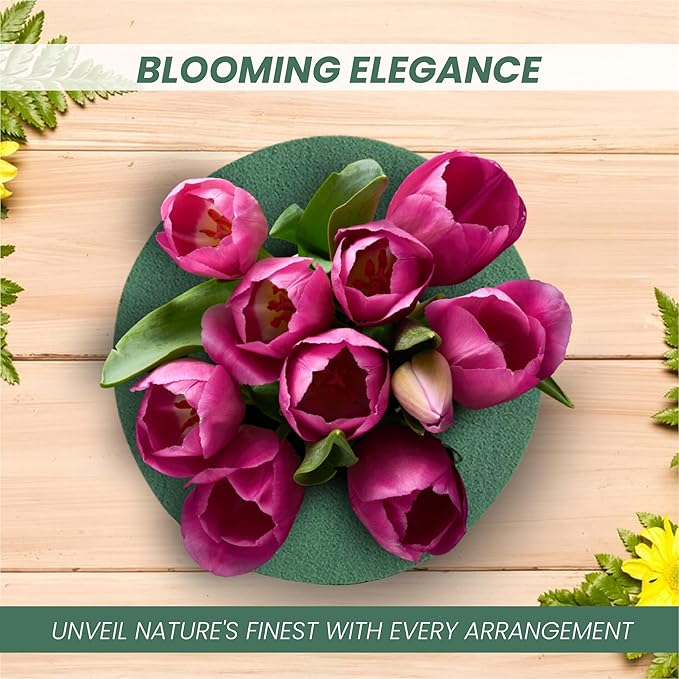 Lageza Pack of 6 Round Floral Foam Blocks (8.26” X1.5”) Dry & Wet Green Flower Foam Blocks for Fresh & Artificial Flower Arrangements, Party Decorations, Florist Supplies (Size: 8.26 Inch)
