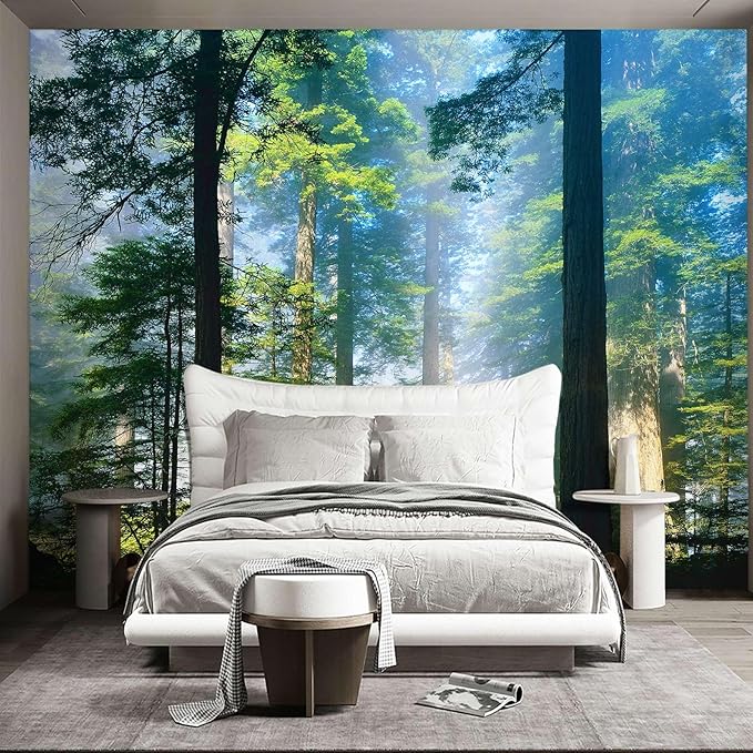 Forest Landscape Wall murals Woodland Tree Peel and Stick Wallpaper for Bedroom Living Room - 96"x137"