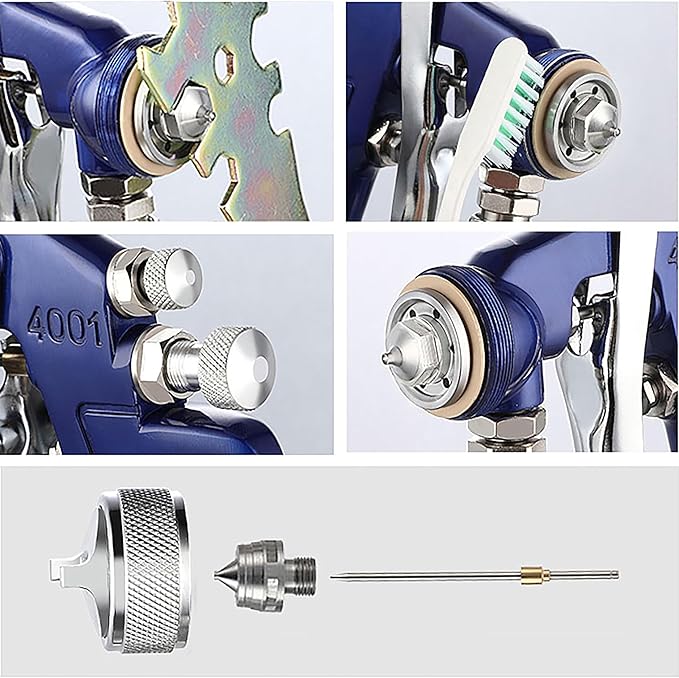 ENDOZER Professional Siphon Feed Spray Gun for Paint, Red Handle, 34 oz -1.4 1.7 2.0mm Nozzle for a Variety of Low Viscosity Paints（Blue）