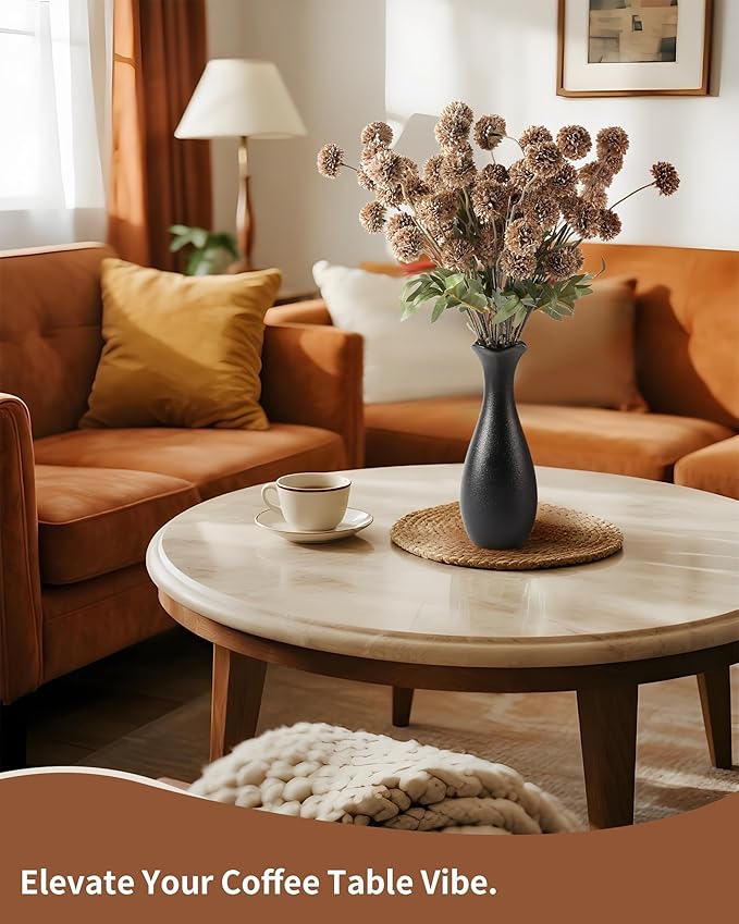 Faux Fall Flowers for Vase Fake Mums Artificial 10 Stems +10 Branches Pampas Grass,Long Stems Silk Flowers Home Decor,Faux Floral Pompon Balls For Table,Halloween Centerpieces,Wedding Arrangements