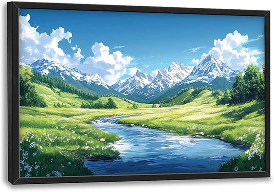 Mountain River Large Wall Art Framed Nature Scenery Wall Decor for Living Room Mountain Landscape Pictures Oversized Canvas Print Painting Modern Extra Large Framed Artwork for Bedroom Office 36"x24"