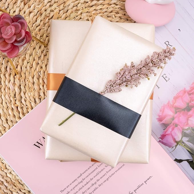 RUSPEPA Off White Matte Wrapping Paper - Solid Color Pearly - Lustre Paper, Off White Perfect for Wedding, Birthday, Christmas, Baby Shower,DIY Bouquet-17 Inches X 32.8 Feet