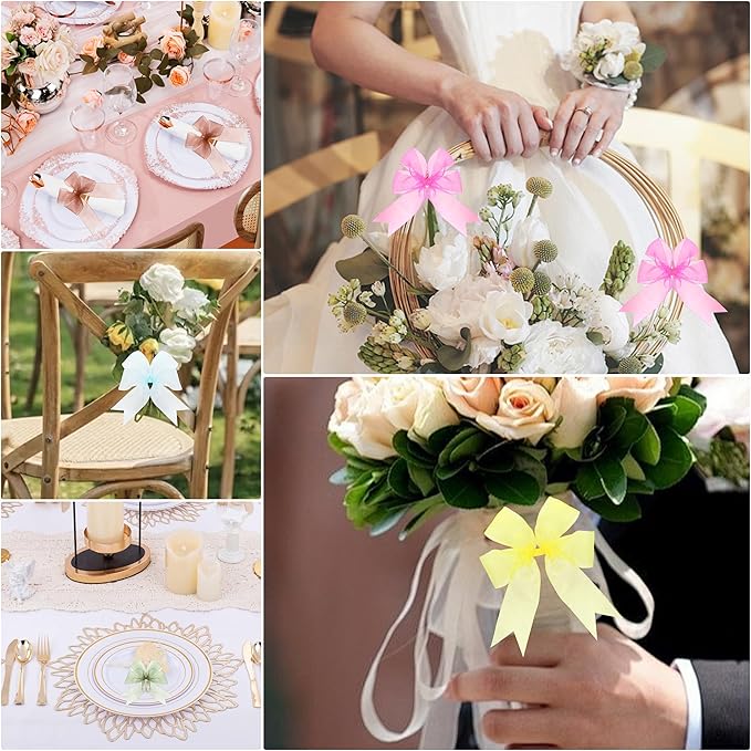 1-1/2 Inch x 50 Yards Sheer Organza Ribbon Chiffon Ribbon for Gift Wedding Flower Bouquet Wrapping Decorations Crafts (Brown)