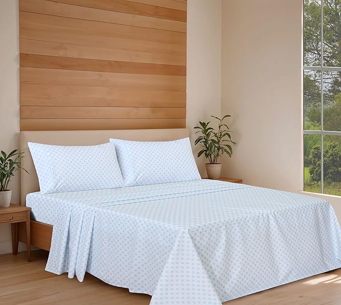 RUVANTI 100% Organic Cotton Sheets Twin Size, Percale Weave, GOTS Certified, 3-Piece Set, Deep Pocket 15", Crisp & Breathable, Soft Durable Bedding, Sábanas Algodón Orgánico – Circle Imprint